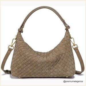 Woven Suede Hobo Satchel Shoulder Bag Crossbody Purse Tote